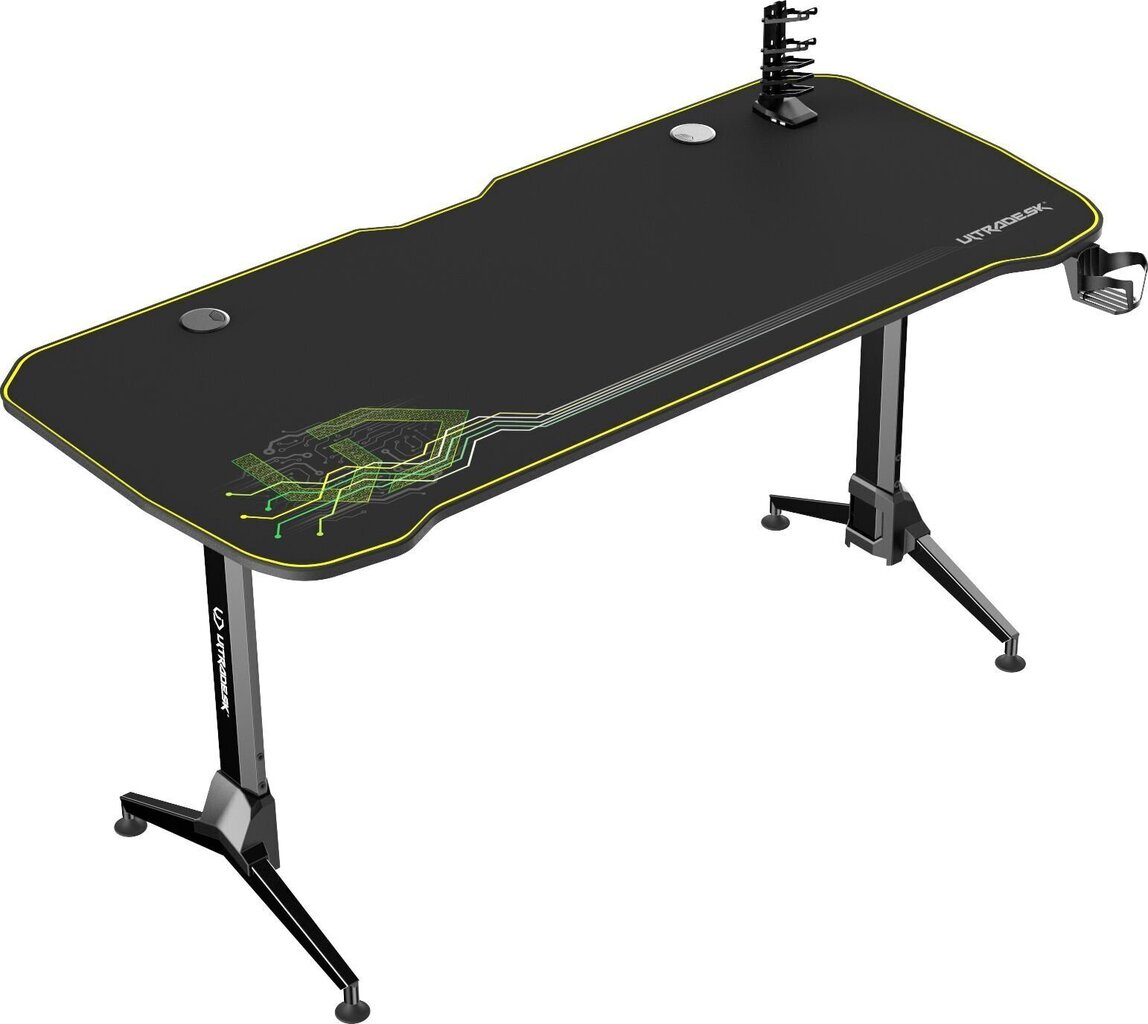 Spēļu galds Ultradesk Grand Green, melns/zaļš цена и информация | Datorgaldi, rakstāmgaldi, biroja galdi | 220.lv