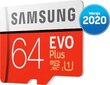 Samsung EVO Plus microSD 2020 64GB atmiņas karte цена и информация | Atmiņas kartes fotokamerām | 220.lv
