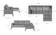Stūra dīvāns NORE Torrense 01, pelēks cena un informācija | Stūra dīvāni | 220.lv