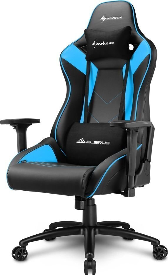 Spēļu krēsls Sharkoon Elbrus 3, melns/zils cena un informācija | Biroja krēsli | 220.lv