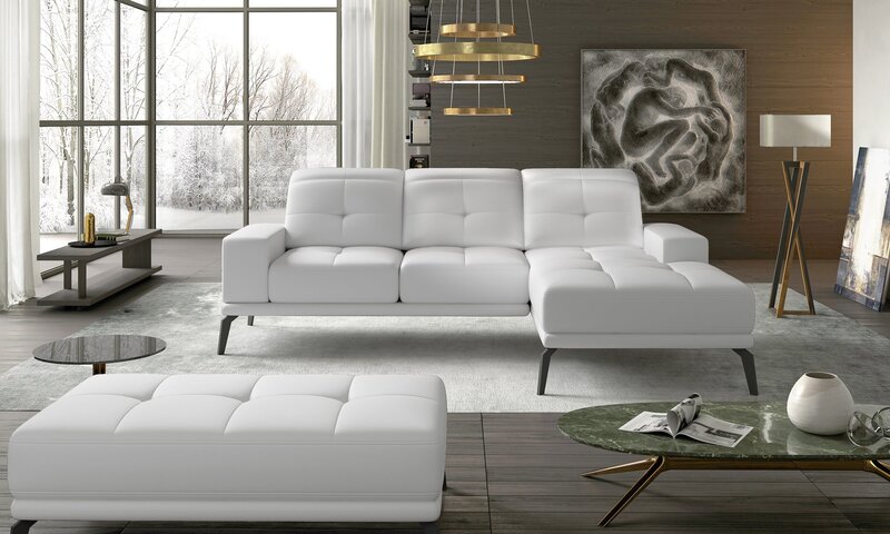 Stūra dīvāns NORE Torrense, mākslīgā āda, balta cena | 220.lv