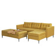 Universāls stūra dīvāns Selsey Kopenhaga ar pufu-galdiņu, dzeltens