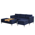 Universāls stūra dīvāns Selsey Kopenhaga ar pufu-galdiņu, zils
