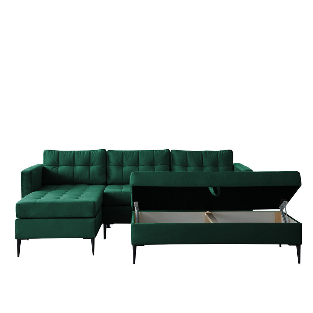 Universāls stūra dīvāns Selsey Kopenhaga ar pufu-galdiņu, zaļš cena un informācija | Stūra dīvāni | 220.lv