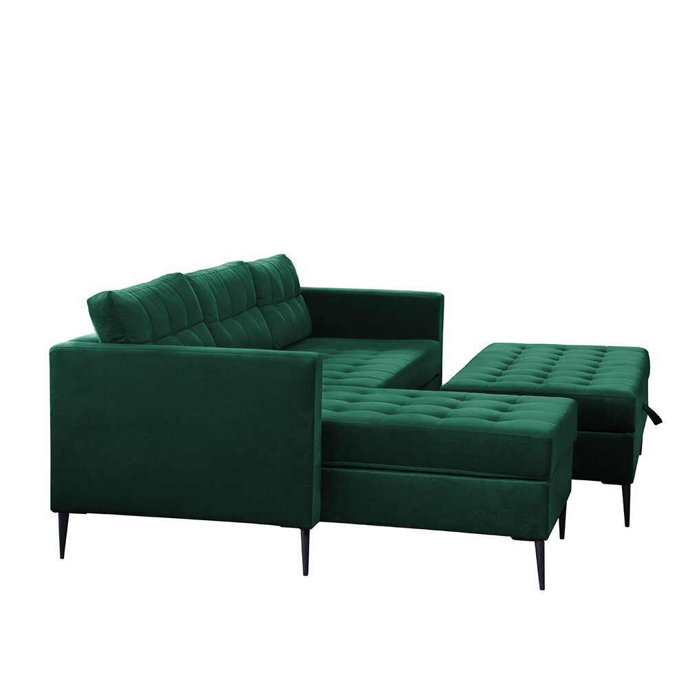 Universāls stūra dīvāns Selsey Kopenhaga ar pufu-galdiņu, zaļš cena un informācija | Stūra dīvāni | 220.lv