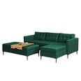 Universāls stūra dīvāns Selsey Kopenhaga ar pufu-galdiņu, zaļš