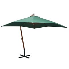 Подвесной зонт от солнца, 300x300см, деревянная рукоятка, зеленый цена и информация | Зонты, маркизы, стойки | 220.lv