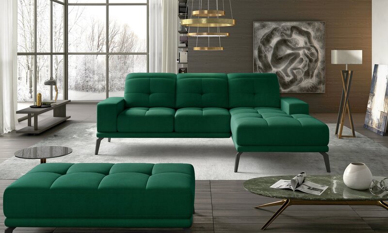 Stūra dīvāns NORE Torrense, tumši zaļš cena | 220.lv