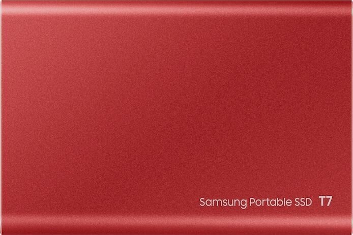 Samsung SSD T7 1TB, Sarkans (MU-PC1T0R/WW) cena un informācija | Ārējie cietie diski | 220.lv