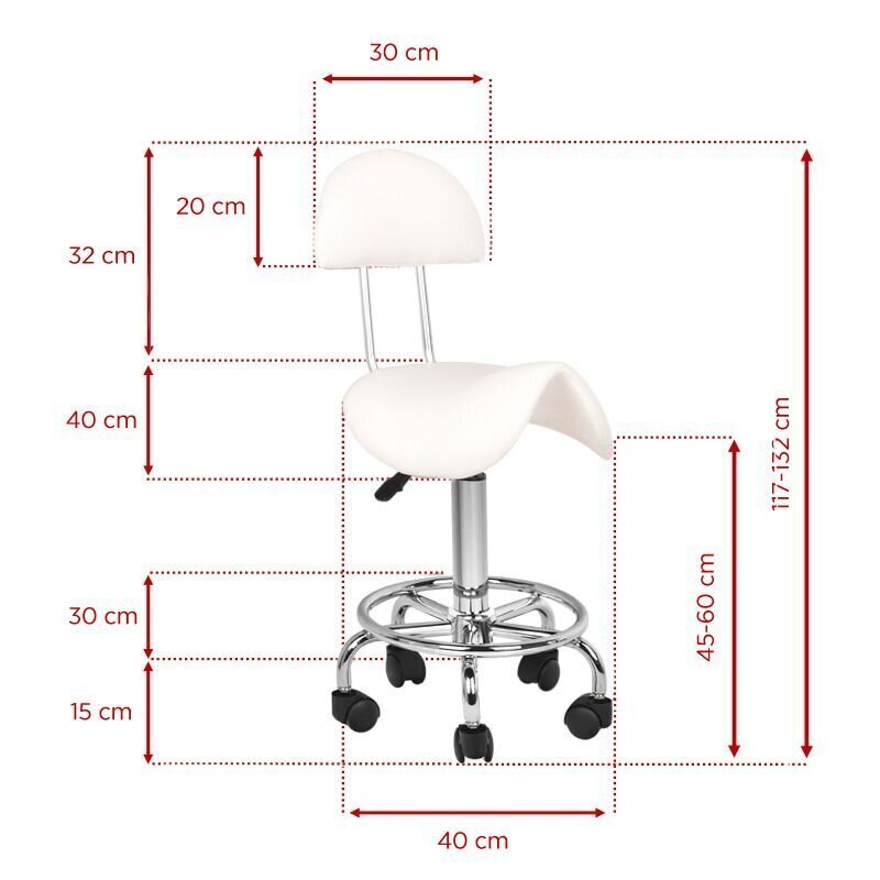 Meistara krēsls STOOL BEAUTY 3 WHITE cena un informācija | Biroja krēsli | 220.lv