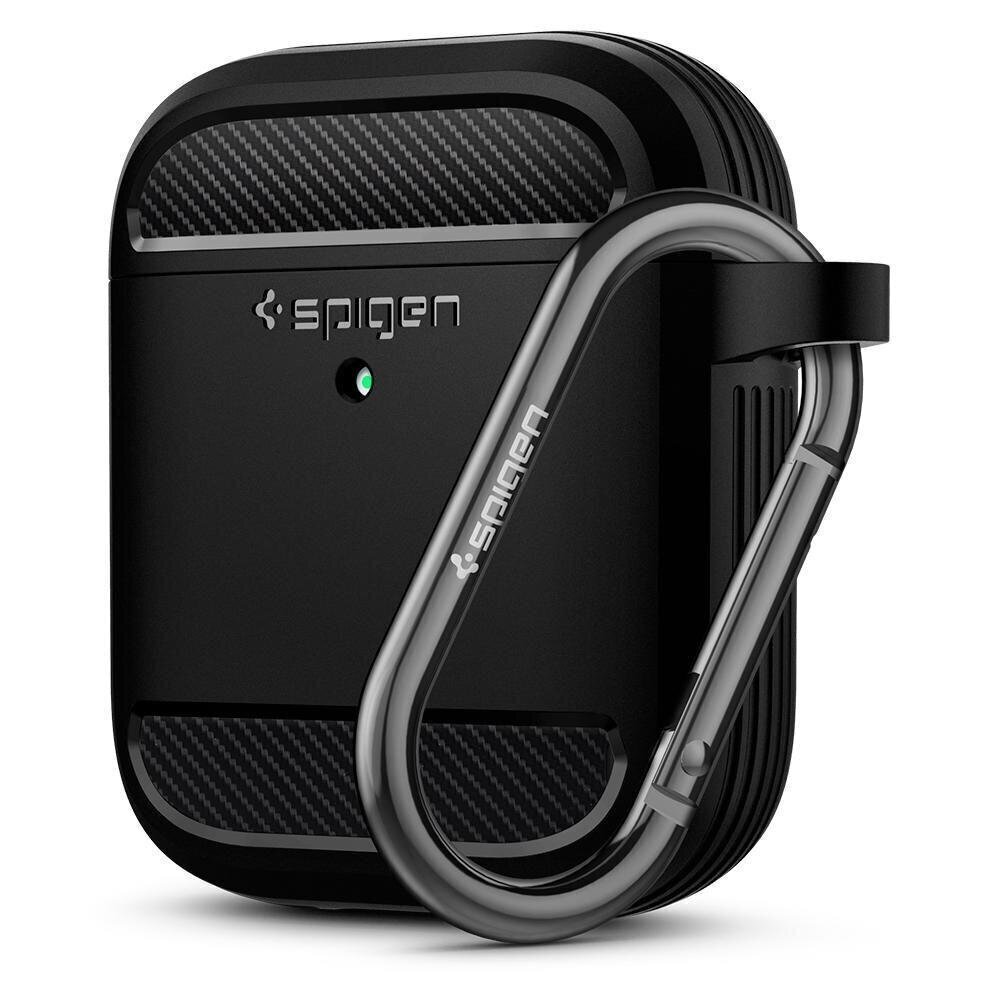 Spigen Rugged Armor AirPods Black cena un informācija | Austiņu piederumi | 220.lv