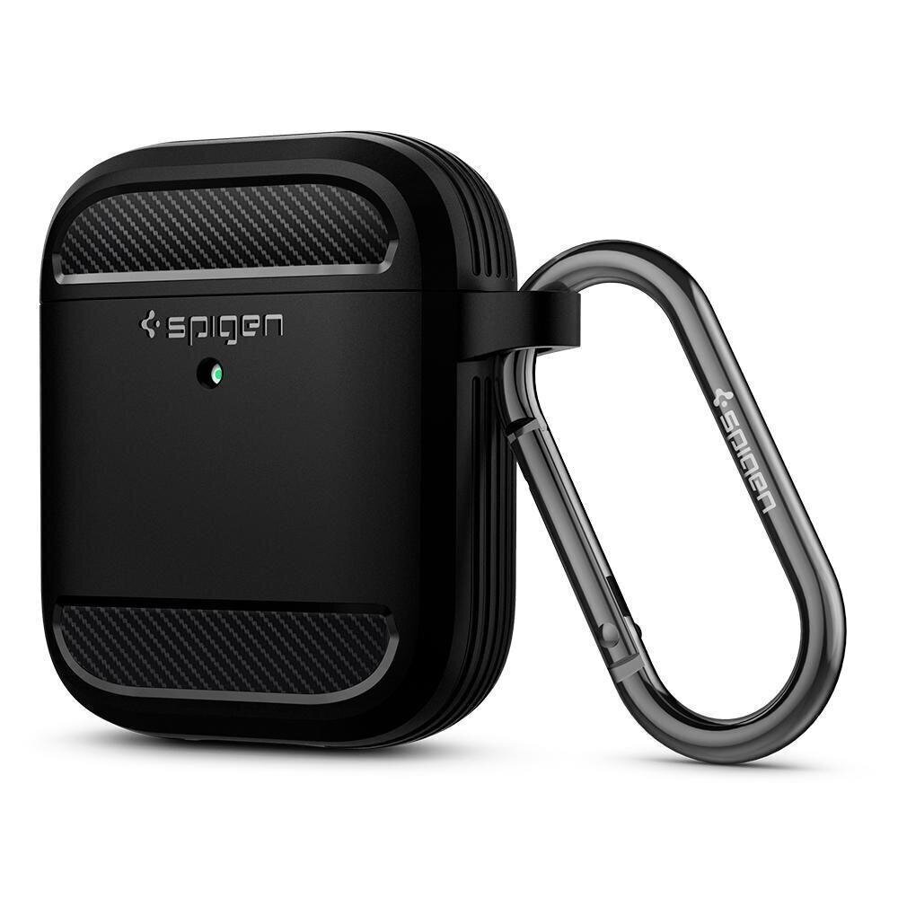 Spigen Rugged Armor AirPods Black cena un informācija | Austiņu piederumi | 220.lv