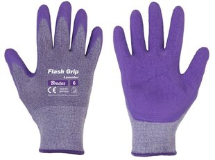 Aizsargcimdi FLASH GRIP LAVENDER lateksa Bradas (6. izmērs) cena un informācija | Darba cimdi | 220.lv