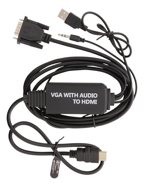 Deltaco VGA-HDMI17, VGA/HDMI/USB-A/Aux 3.5 mm, 2 m цена и информация | Kabeļi un vadi | 220.lv