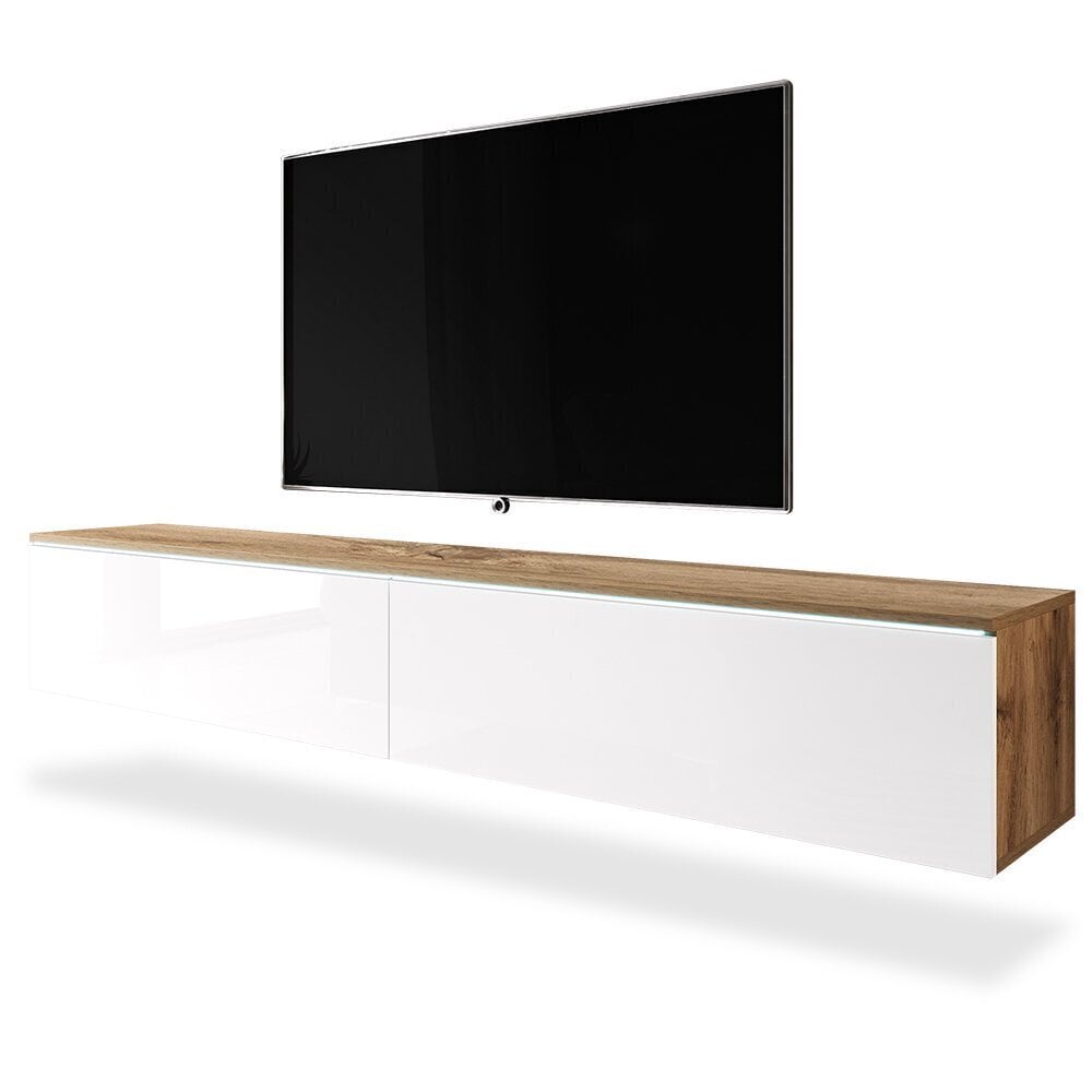 TV galdiņš Selsey Kane LED, brūns/balts cena un informācija | TV galdiņi | 220.lv