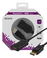 Deltaco DP-HDMI36-K, DP/HDMI, 1 m cena un informācija | Kabeļi un vadi | 220.lv