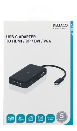 Deltaco USBC-MULTI, USB-C, HDMI, DisplayPort, DVI, VGA цена и информация | Kabeļi un vadi | 220.lv