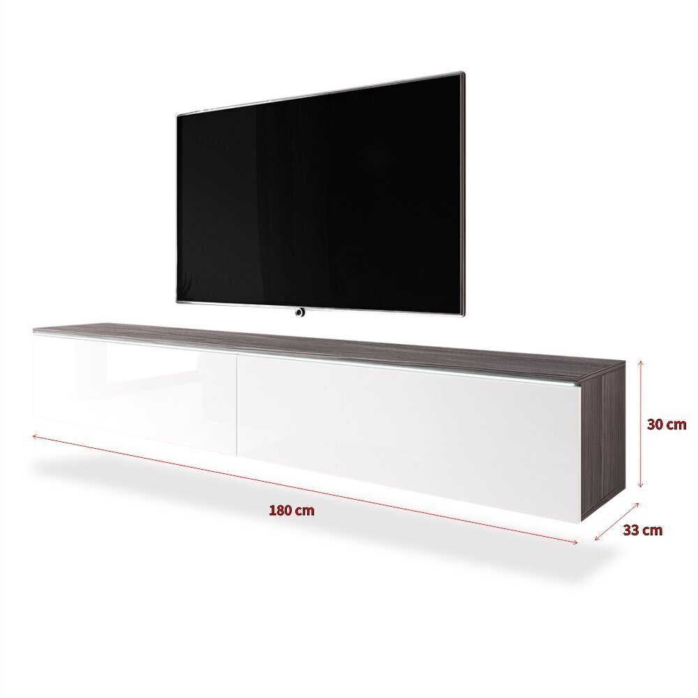 TV galdiņš Selsey Kane LED, tumši brūns/balts цена и информация | TV galdiņi | 220.lv