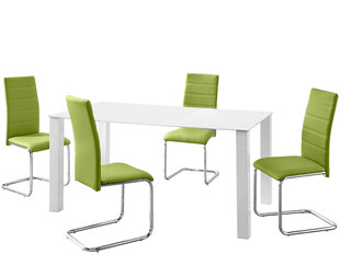 Комплект мебели для столовой Notio Living Nara/Amber, белый/зеленый цена и информация | Комплекты мебели для столовой | 220.lv