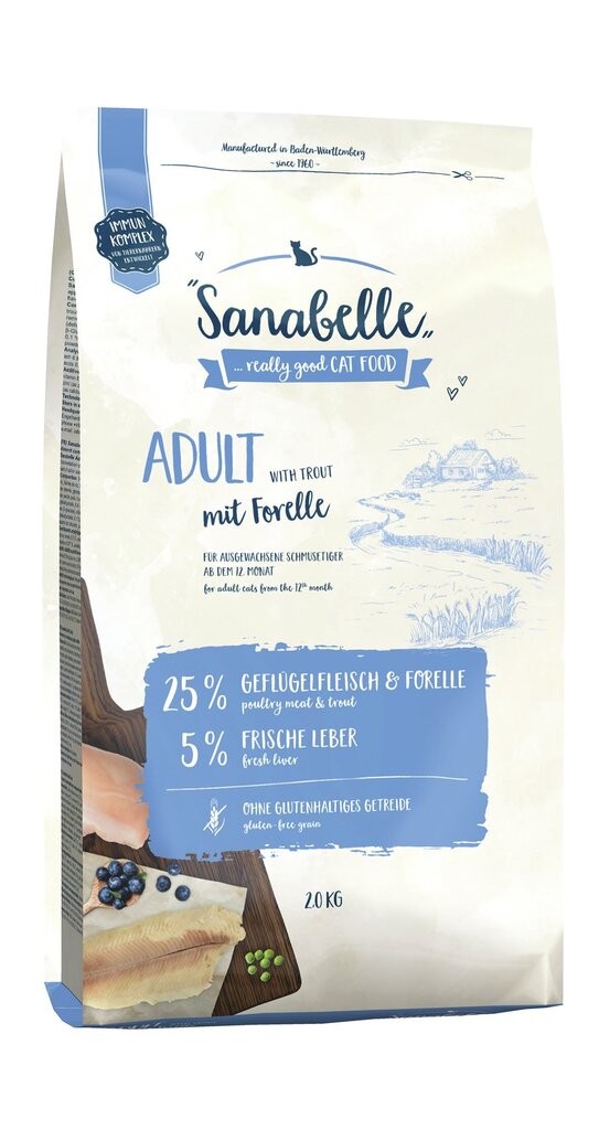 Sanabelle ar foreli Adult Trout, 2 kg цена и информация | Sausā barība kaķiem | 220.lv