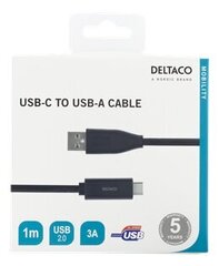 Deltaco USBC-1004M, USB-C, USB-A, 1m cena un informācija | Kabeļi un vadi | 220.lv