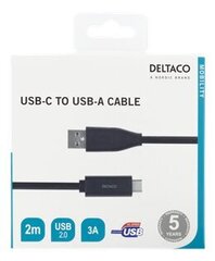 Deltaco USBC-1006M, USB-C, USB-A, 2m cena un informācija | Kabeļi un vadi | 220.lv