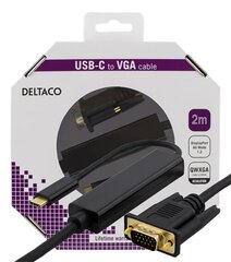 Deltaco USBC-1087-K, USB-C/VGA, 2m cena un informācija | Kabeļi un vadi | 220.lv