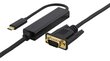 Deltaco USBC-1087-K, USB-C/VGA, 2m cena un informācija | Kabeļi un vadi | 220.lv