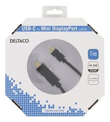 Deltaco USBC-DP102-K, USB-C, Mini DisplayPort, 1m цена и информация | Кабели и провода | 220.lv
