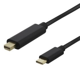 Deltaco USBC-DP102-K, USB-C/Mini DP, 1m cena un informācija | Kabeļi un vadi | 220.lv