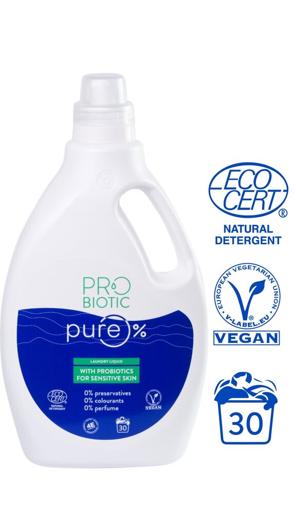 PROBIOTIC Pure veļas mazgāšanas šķidrums ar probiotikām, 30 mazgāšanas reizes, 1500 ml cena un informācija | Veļas mazgāšanas līdzekļi | 220.lv