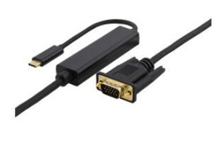 Deltaco USBC-1088-K, USB-C, VGA, DisplayPort, 3m цена и информация | Кабели и провода | 220.lv