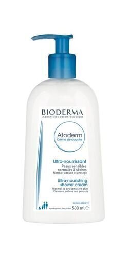 Barojošs krēmīgs tīrīšanas līdzeklis sausai ādai Bioderma Atoderm Creme De Douche, 500ml cena un informācija | Dušas želejas, eļļas | 220.lv