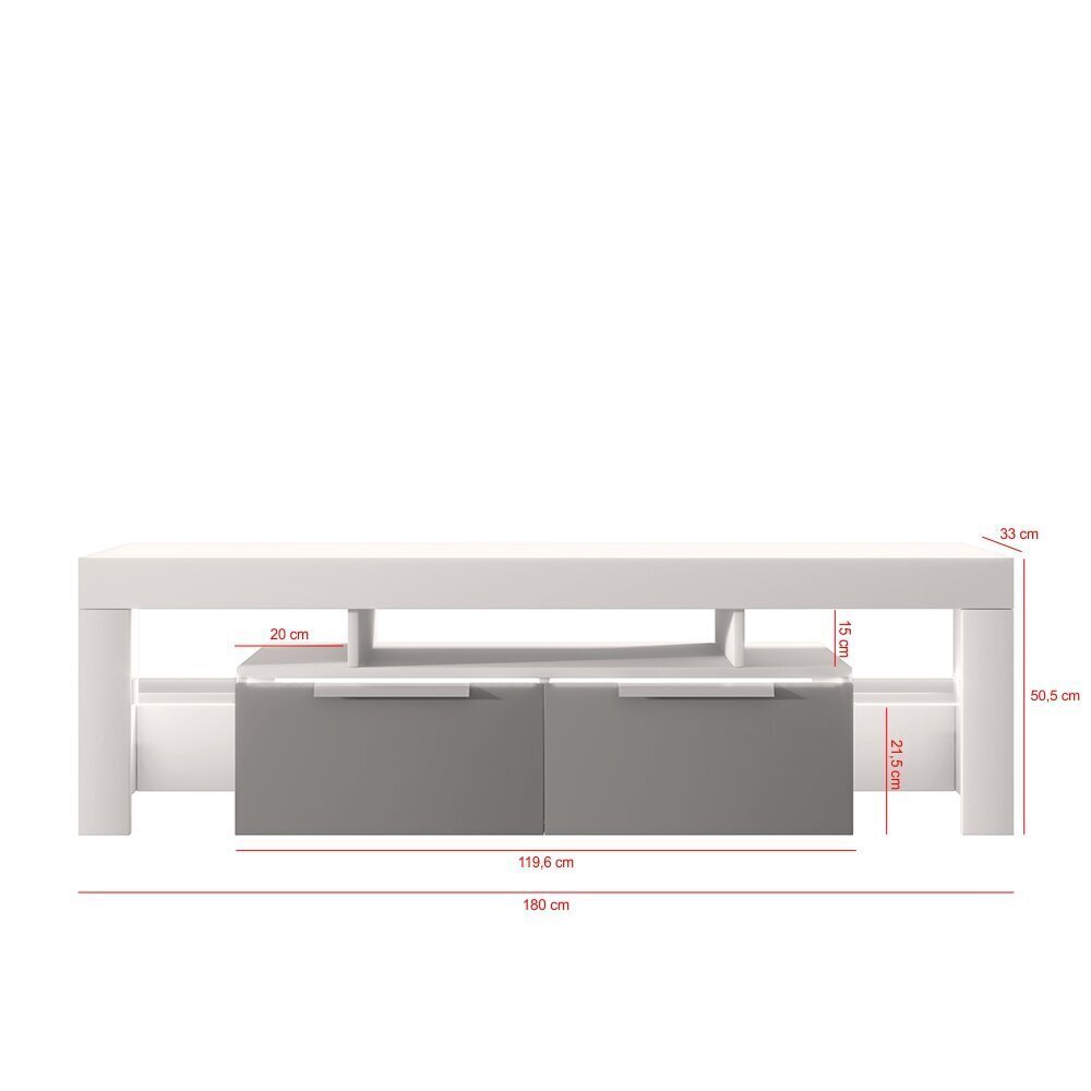 TV galdiņš Selsey Vergon LED, balts/pelēks cena un informācija | TV galdiņi | 220.lv