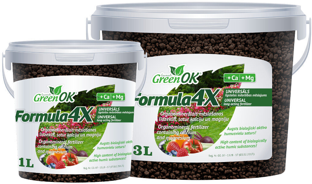 GreenOK FORMULA 4X organominerāls mēslošanas līdzeklis 650g (1L) cena un informācija | Beramie mēslošanas līdzekļi | 220.lv