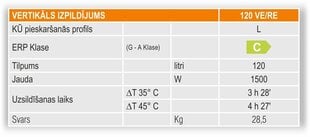 Vertikālais ūdens sildītājs V-120 l Calypso, 120 L цена и информация | Водонагреватели | 220.lv