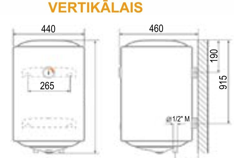 Ūdenssilditājs V-120 l vertikālais Calypso cena un informācija | Ūdens sildītāji | 220.lv