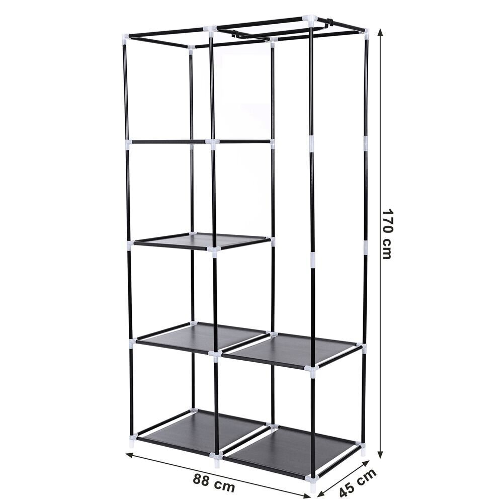 Tekstila drēbju skapis Songmics 170 cm, melns cena un informācija | Skapji | 220.lv