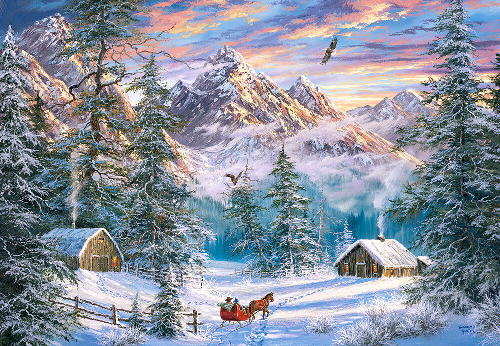 Puzle Castorland Mountain Christmas, 1000 det. cena un informācija | Puzles, 3D puzles | 220.lv