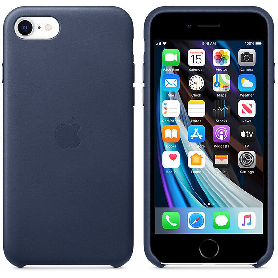 Apple Leather Case MXYN2ZM/A Midnight Blue cena un informācija | Telefonu vāciņi, maciņi | 220.lv