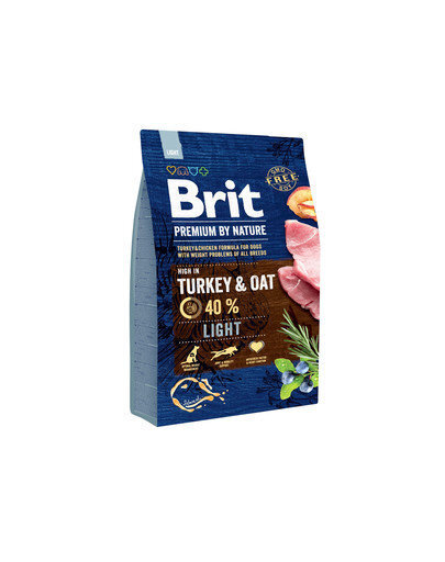 Brit Premium By Nature Light (Tītars/Auzas), 3 Kg цена и информация | Sausā barība suņiem | 220.lv