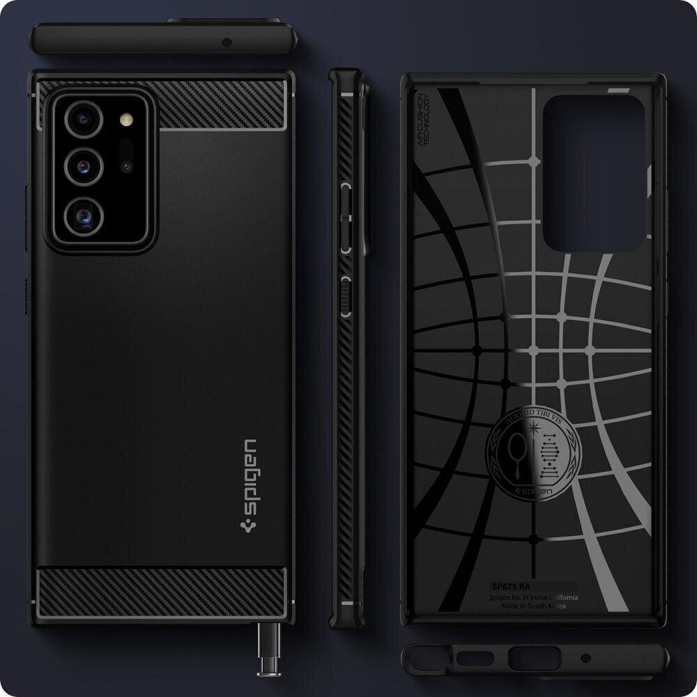 Spigen Rugged Armor, piemērots Samsung Galaxy Note 20 Ultra 5G, Matte Black cena un informācija | Telefonu vāciņi, maciņi | 220.lv
