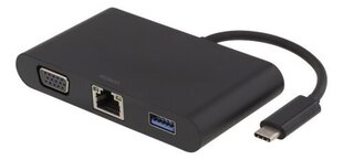 USB koncentrators Deltaco USBC-1268, USB C - USB A/VGA/RJ45 cena un informācija | Adapteri un USB centrmezgli | 220.lv