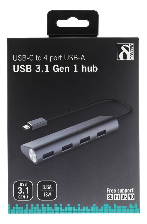 USB koncentrators Deltaco USBC-1207, USB C - USB A cena un informācija | Adapteri un USB centrmezgli | 220.lv