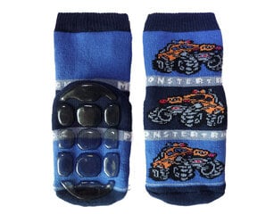 Neslīdošie Bērnu zeķes rāpošanai “Monster truck", Zils цена и информация | Колготки, носочки для новорожденных | 220.lv