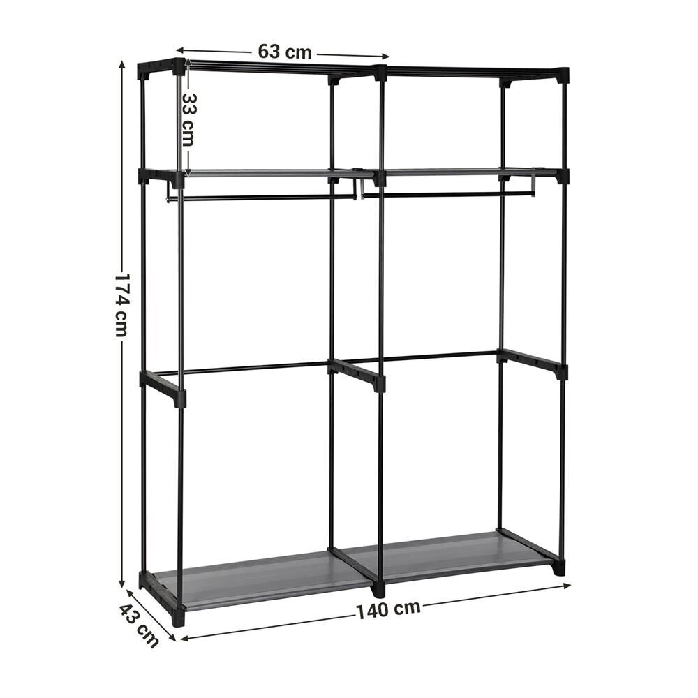 Tekstila drēbju skapis Songmics 174 cm, melns цена и информация | Skapji | 220.lv