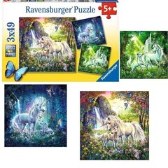 Puzle Ravensburger Beautiful Unicorns, 3x49 det. cena un informācija | Puzles, 3D puzles | 220.lv