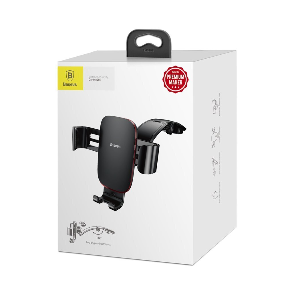 Baseus Metal Age Gravity Car Mount Phone Holder with Adjustable Arm black (SUYL-F01) цена и информация | Auto turētāji | 220.lv