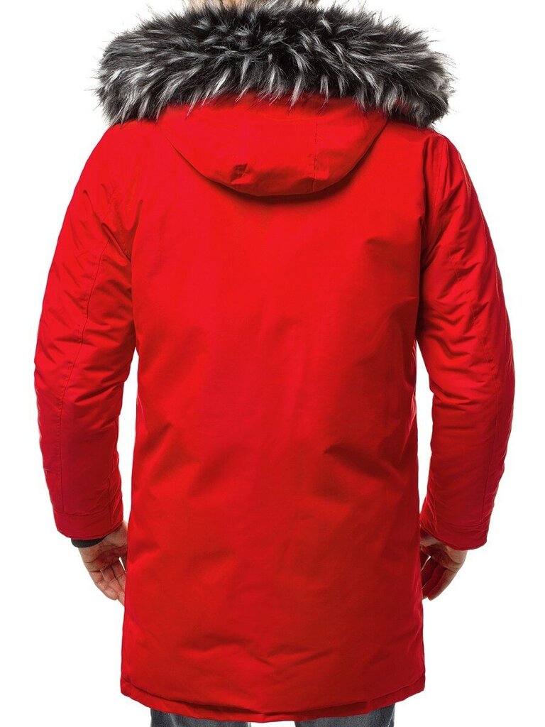 Sarkana vīriešu ziemas jaka ar kažokādas kapuci "Move", XXL cena | 220.lv