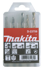 Urbju komplekts 1/4" Makita D-23759, 5 gab цена и информация | Механические инструменты | 220.lv